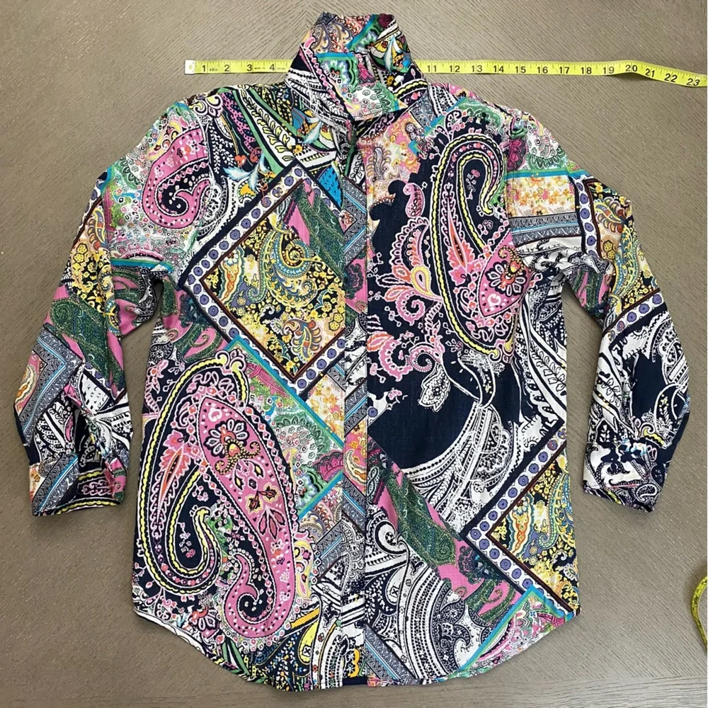 NWT Lauren Ralph Lauren Multi Color Fash 3 Paisley Pattern Button Down Shirt Sm - Picture 7 of 15